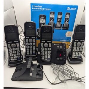 Panasonic PNLC1050 Cordless Phone System 4 Handsets Answering Machine‎ Black